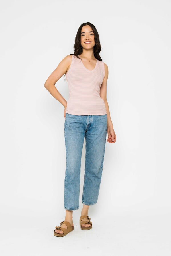 Joelle-Textured Vee Neck Tank